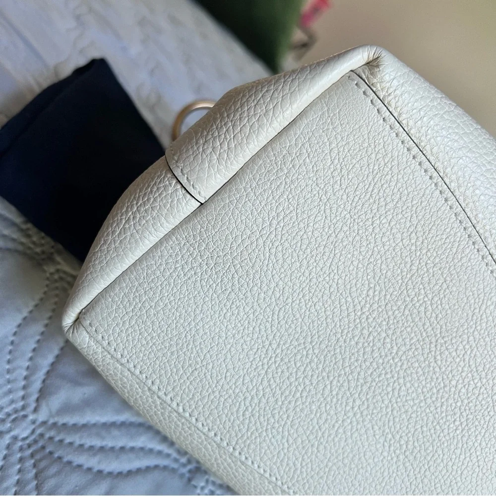 PRADA Vitello Phenix Bianco Embossed Logo Leather Hobo shoulder Bag - Picture 6 of 14